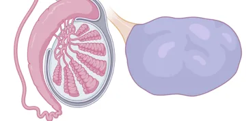Ilustração de um testículo e de um ovário